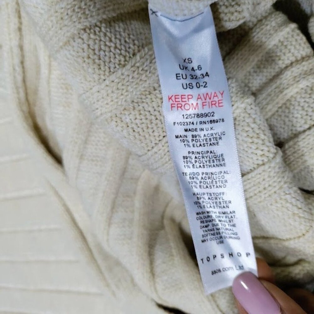 Topshop Knitted Oversized Ribbed Funnel Midi Dress Cozy Stone-Neutral Womens M - Picture 7 of 12